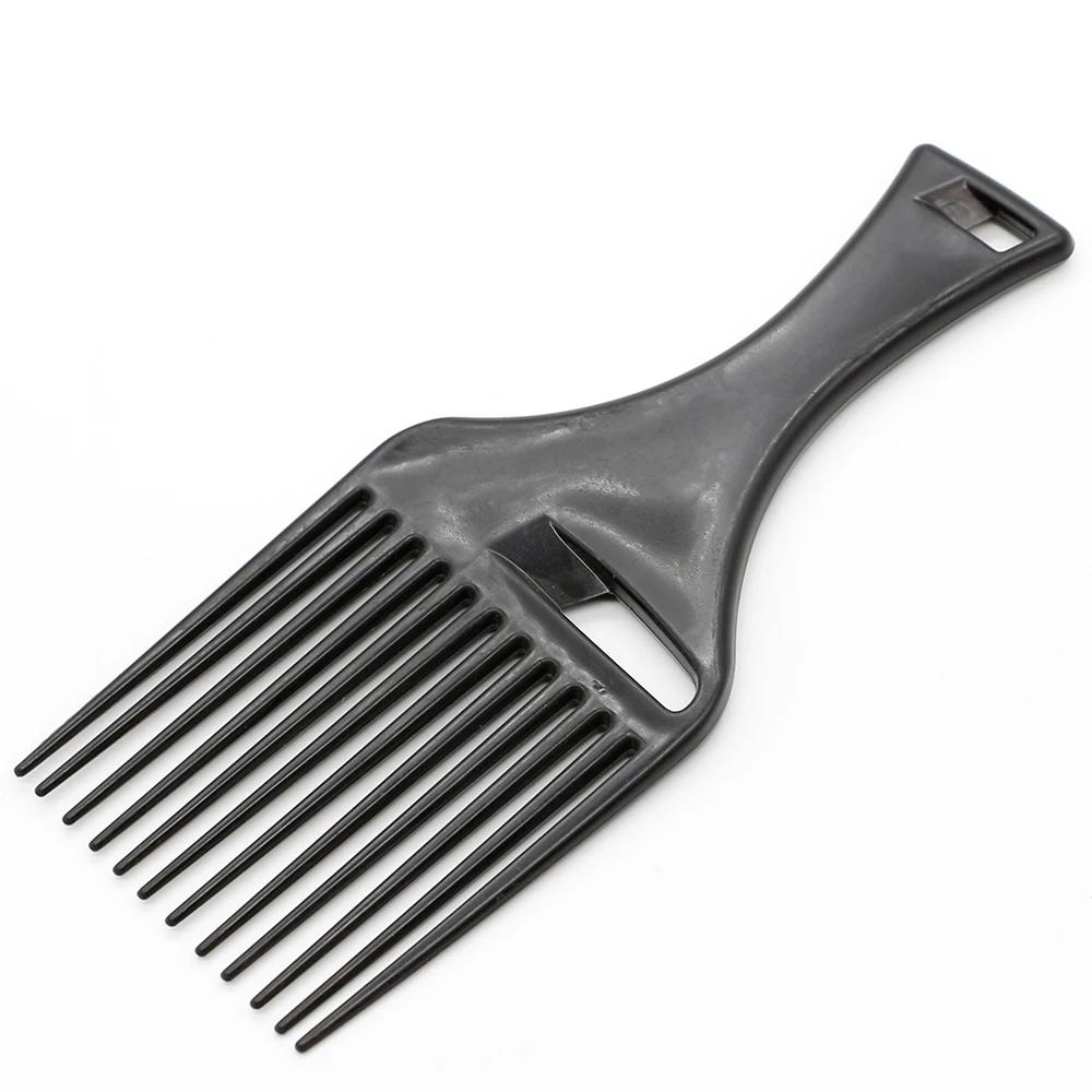 1 PIEZA Peine Insert Black Afro Peine de Plástico Dientes Anchos Púa Horquilla Peine Salón Profesional Herramienta de Peinado Africano Hombres
