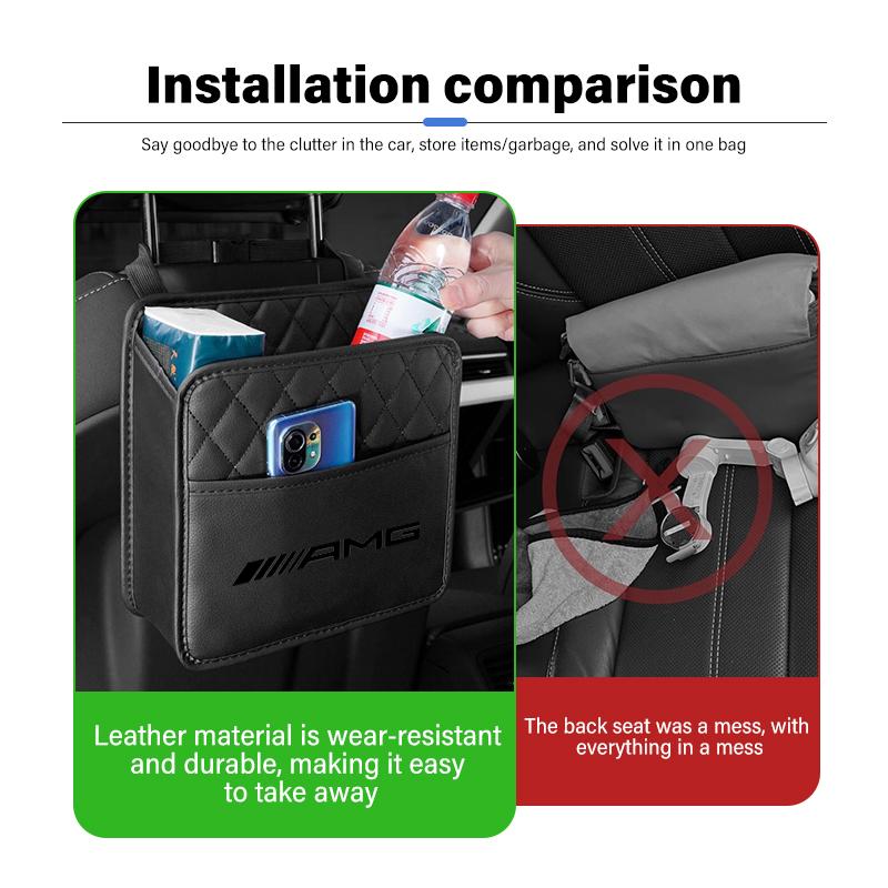 Car Logo Seat Back Storage Box Hanging Organizer Phone Tissue Storage Holder For AMG Mercedes Benz CITAN VITO SPRINTER CLS SLK