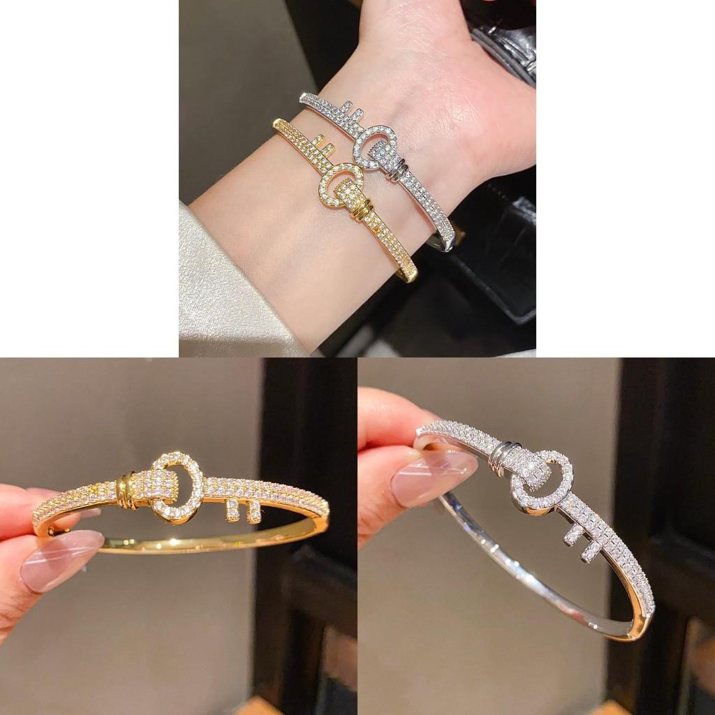18k Gold Plated Zircon Keychain Bracelet For Women Fashion Jewelry Gift