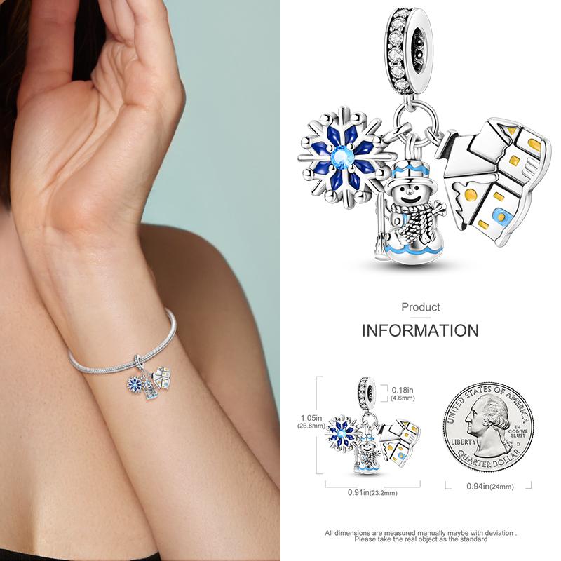 Copper Christmas Charm Beads Fit Original Bracelet Dangle Women Diy Jewelry Christmas Gifts