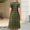 Ladies' Plaid Printed Casual And Fashionable Short Sleeved Round Neck Dress