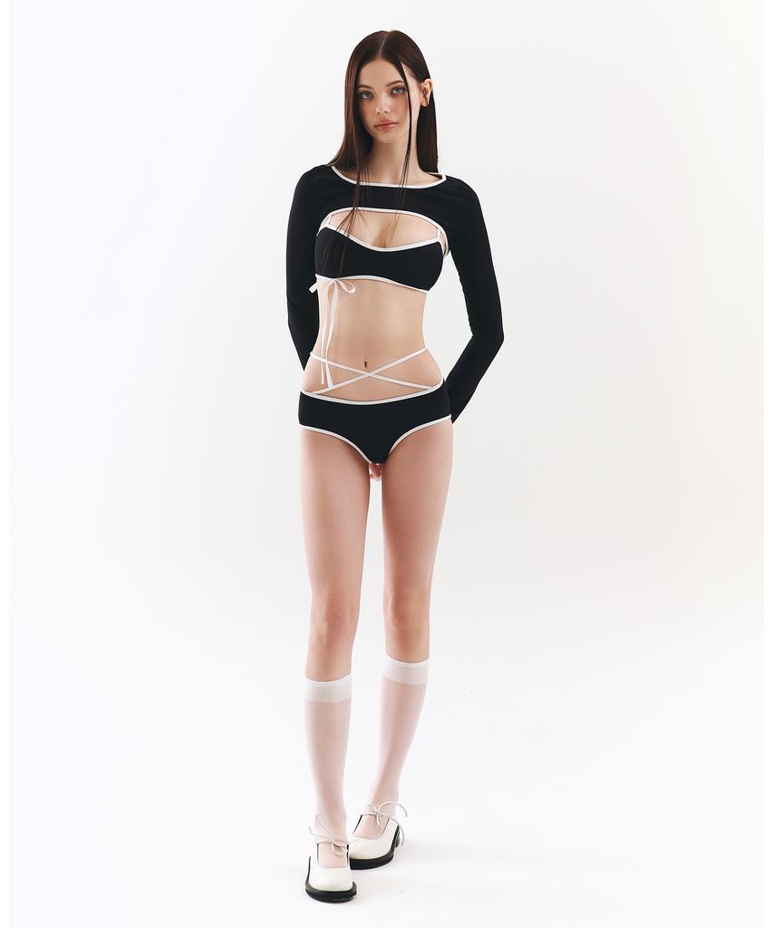 VINAJ Front X-Line Low Bikini Panties (Black)