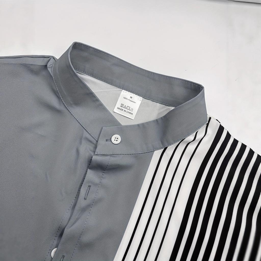 Slim-Fit-Freizeithemd und -hose für Herren mit langen Ärmeln und Streifenmuster