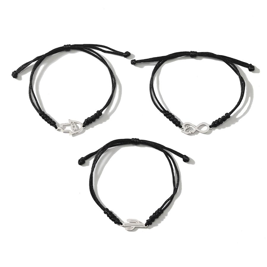 Stylish 3Pcs Per Pack Stackable Cord Bracelets Unisex Handmade Weaven Stainless Steel Braclet Unfading Multiple Styles Available Adjustable