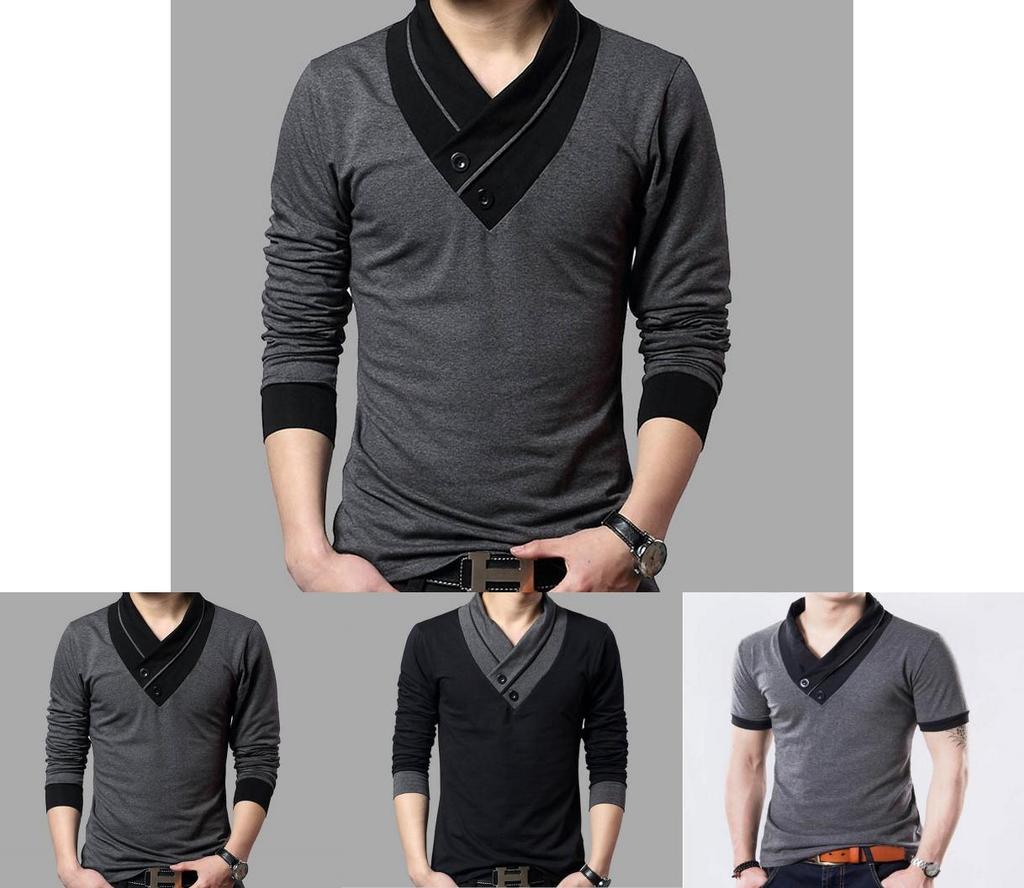 Camiseta De Hombre De Manga Corta Larga Slim Cuello En V Muscle Tee Casual Blusa