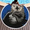 Seeotter Rundes Strandtuch mit Quasten Mikrofaser Saugfähig Schnelltrocknend Sandfrei Picknickdecke Meditationsmatte Schwimmbadhandtuch