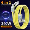 240W 4-in-1 Super Fast Charging Data Cable USB-C To Type-C Zinc Alloy Cable For Iphone Samsung Huawei Xiaomi Multi Port Multiple