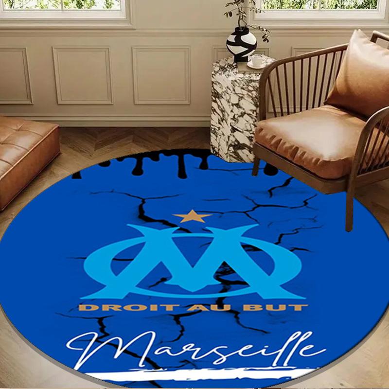 1PC rug Olympique Football Crest Round mat Home Decor, Chair rug For livingroom,Bedroom, doormat home decor Birthday Gift Christmas Gifts