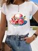 Flower Sweet Trend Cute 90s Tshirt Ladies Fashion Basic Women Graphic Short Sleeve Clothing Tee Top Clothes Print T Shirt