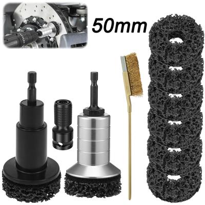 Wheel Hub Cleaning Kit Wheel Stud Cleaner Brake Hub Cleaning Tool with 5 Head Grinding Maintenance Cleaner Kit for Nuts, Car
