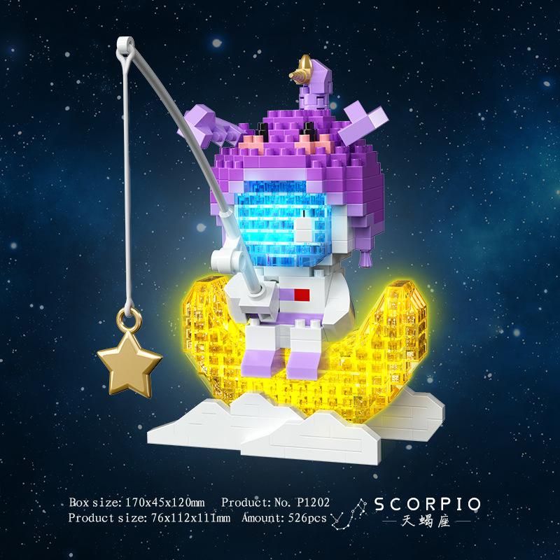 12 Zodiak Mini Byggklossar Set Mikro Byggklossar Konstruktör Kreativ Montering Pedagogisk Gåva för Barn Barnleksak Vuxen Gåvor