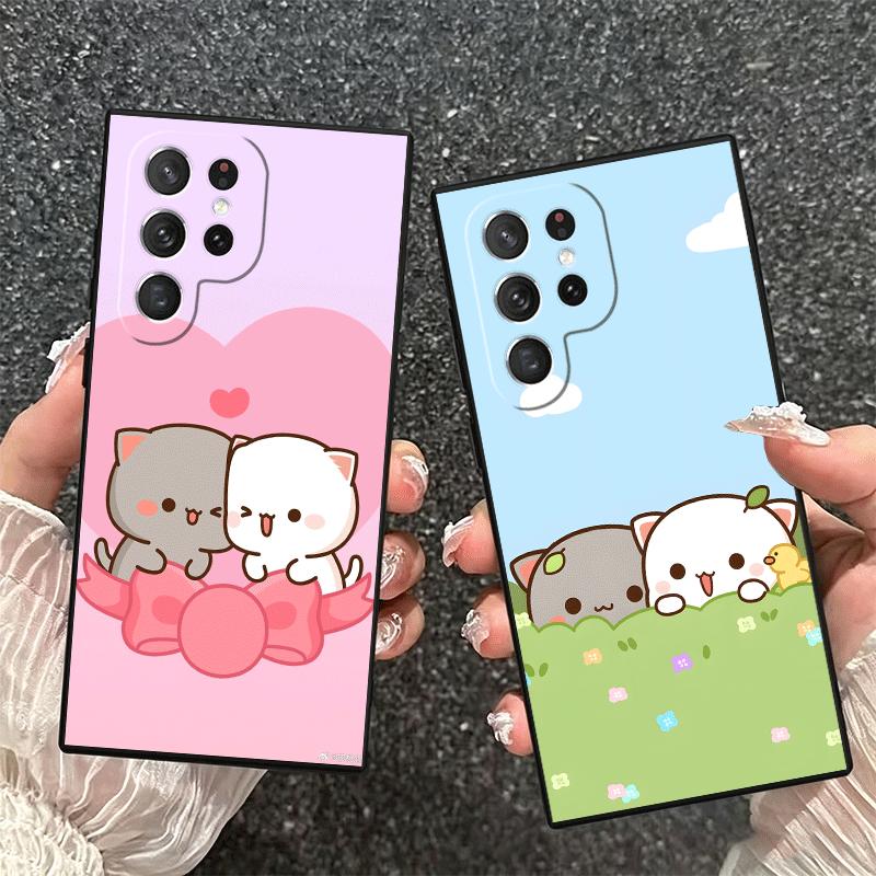 Cartoon Cute Peach Goma Soft Phone Case for Samsung Galaxy S26 S25 Edge S24 Ultra S23 Plus S22 S21 FE S20 Black Cover Back Shell