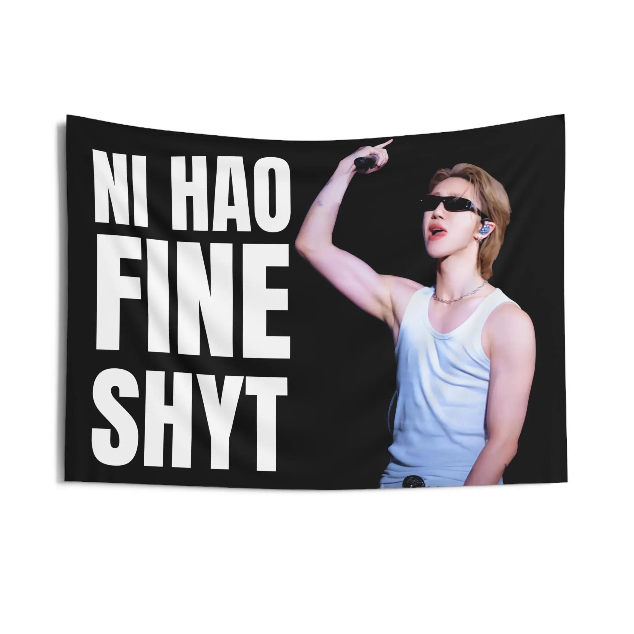 Svt The8 Minghao Ni Hao Fine Shyt Concert Flag Banner Aesthetic Wall Hanging Bedroom Dormitory Background Cloth Birthday Gift 74x94cm(29x37in)