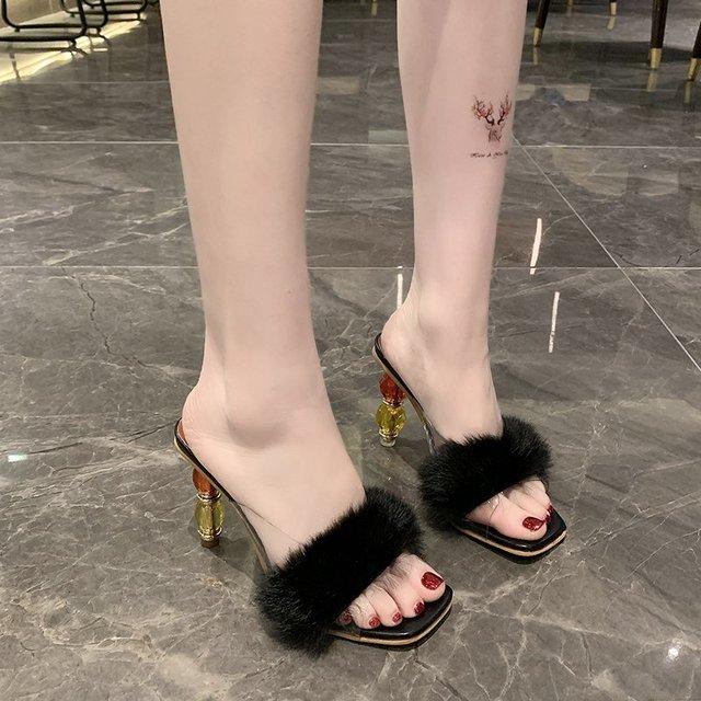 New  Fashion Special Heels Sandals Women Summer Short Heel Shoes Lady Casual Holiday Beach PVC Slides Open Toe 35-42