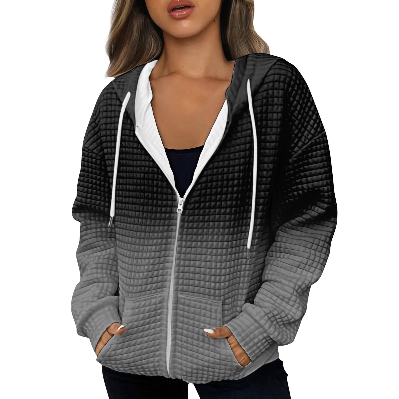 

Женская осенне-зимняя повседневная модная толстовка с капюшоном с принтом, куртка на молнии с карманами XXXL серый