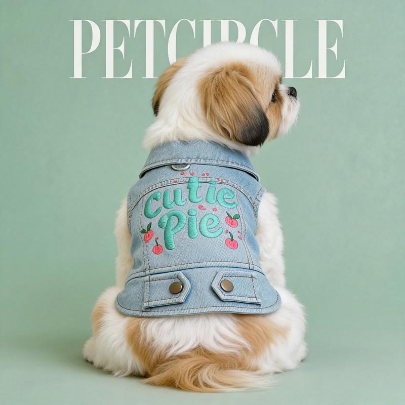 PETCIRCLE Dog Clothes Small Puppy Denim Jacket Harness Hole