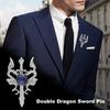 Retro Dragon Blade Brooch Men Animal Rhinestone Lapel Pin Suit Shirt Badge Jewelry Gift Accessories