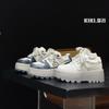 European Station leather platform white shoes women's 2025 autumn new muffin sole heightening lace-up casual versatile board shoes