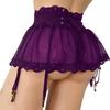 Women's High Waist Mini Skirt Lingerie Lace Patchwork See Through Mesh Bandage Sexy Nightwear