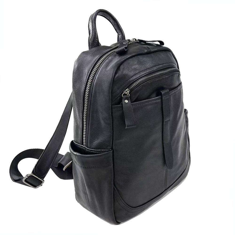 Women'S Leather Backpack Black High Quality Cowhide Backpack Trendy Versatile Soft Leather Large Capacity Women'S Bag