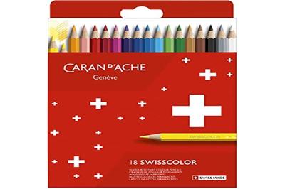CARAN Swiss Colour Colored 18 Paper Official D'ACHE Oil-Based Pencils, 1284-818, Colors, Box, Import.