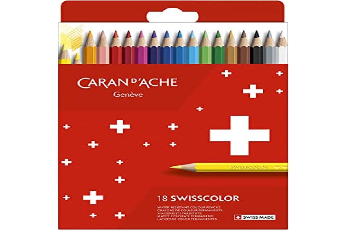 CARAN Swiss Colour Colored 18 Paper Official D ACHE Oil-Based Pencils, 1284-818, Colors, Box, Import.