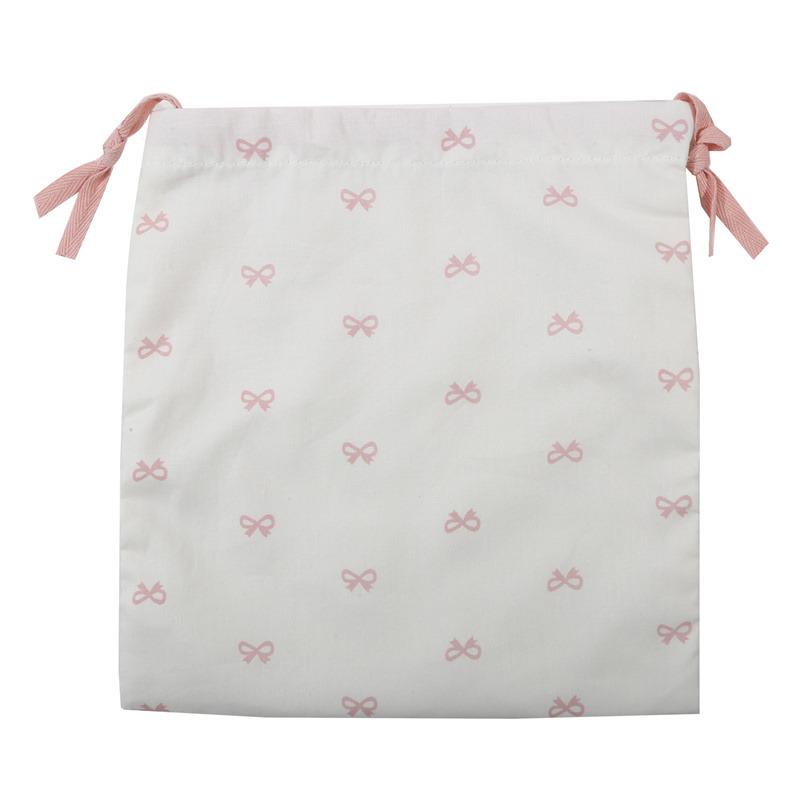 Diaper Pouch Canvas Bundle Pocket Portable Bow Printed Drawstring Storage Bag Medium Large Drawstring Hanging Bag Shopping