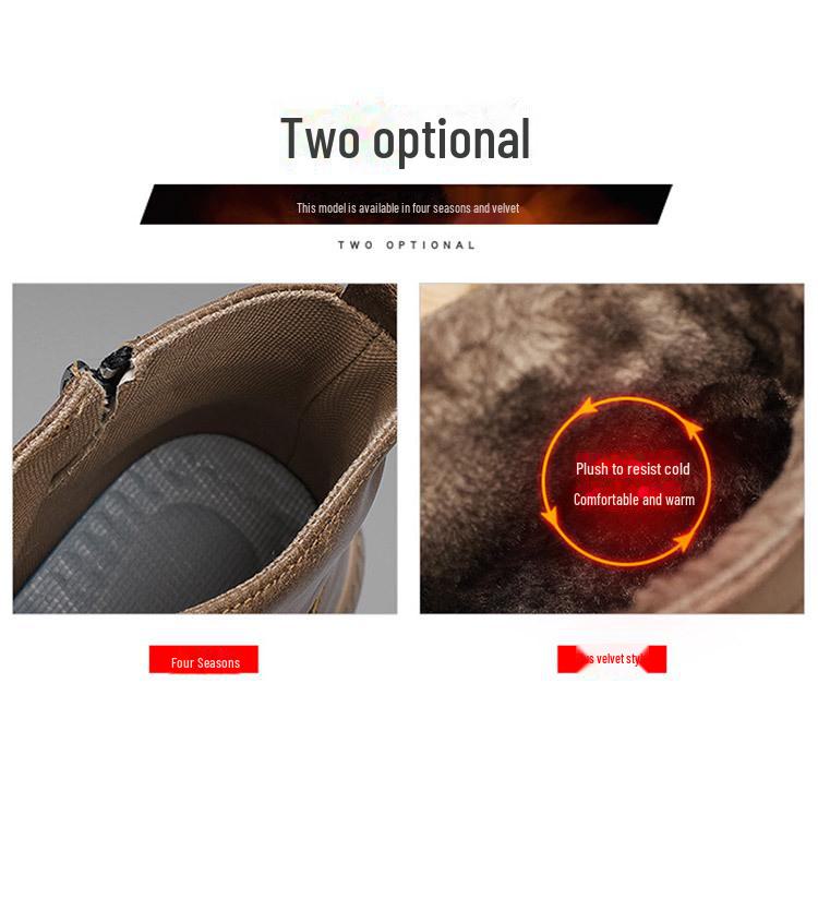 Men's High-Top Winter Martin Boots with Thickened Velvet for Warmth and Cold Protection