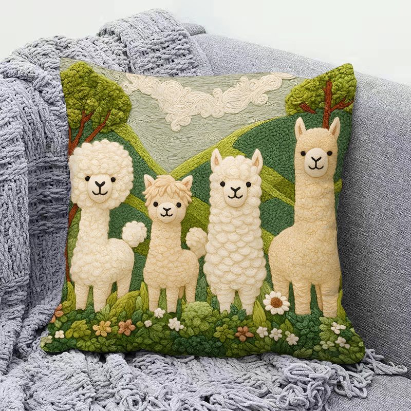 Adorable Alpaca Printed Pillow Soft Waist Cushion Living Room Sofa Decor Carriage Pillowcase Home Decorative Long Rectangle P...