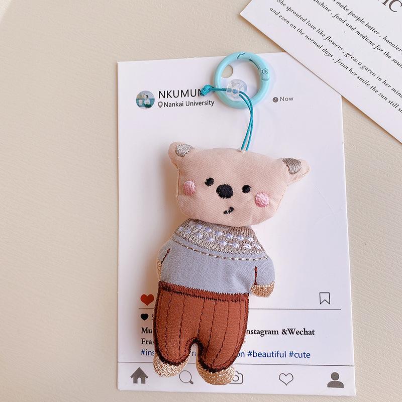 Cute Animal Doll Series Fabric Keychain Handmaking Fabric Penguin Keyrings For Bag Pendant Small Bear Doll Keychain Wholesale