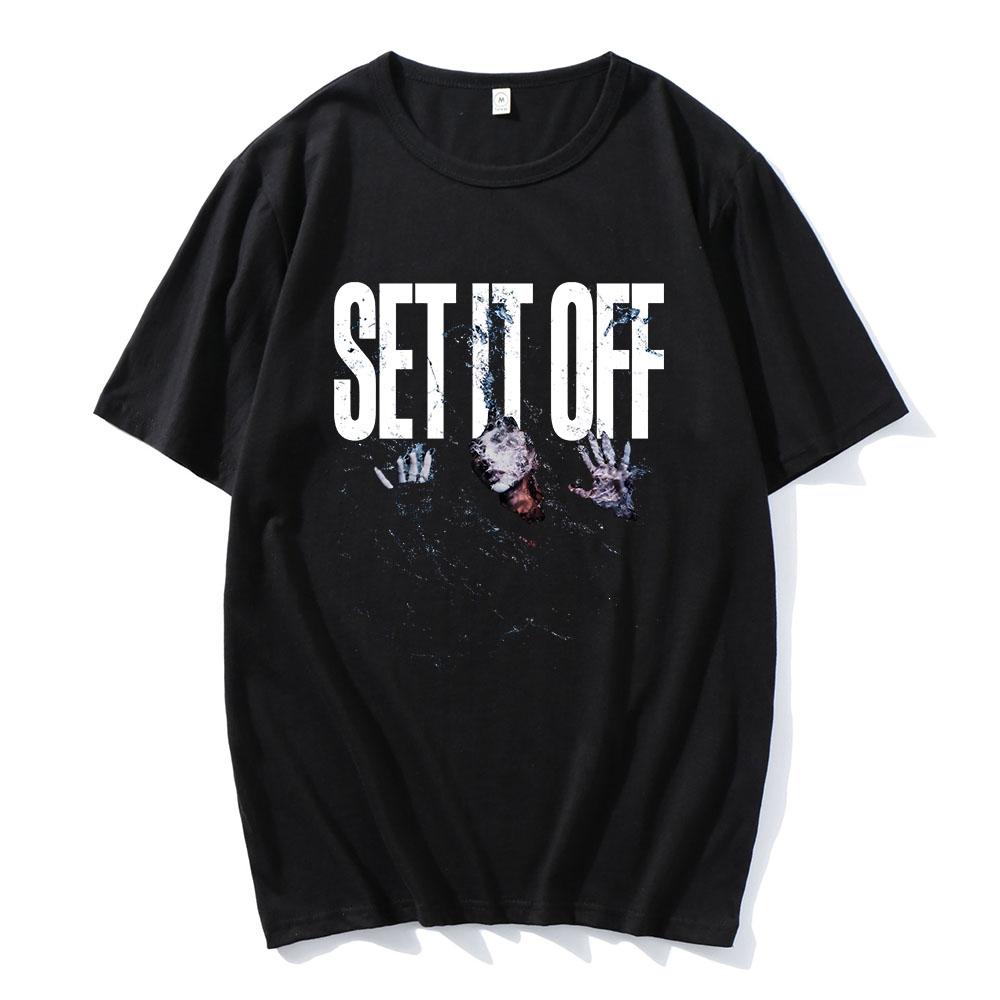 

SET IT OFF Rock Band T-shirt Fashion Short Sleeve Male Tshirts Unisex Streetwear Casual Cotton Loose Male Tee-shirt Graphic Tees XXL