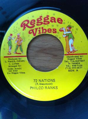 7inch Record PHILCO RANKS - 72 Nations NONE Reggae Vibes Jamaica Reggae, Ska & Dub Used