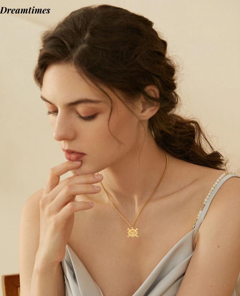 Goth Men's Anime Skeleton Face Stainless Steel Choker Necklace One Piece Fashion Jewelry Gift