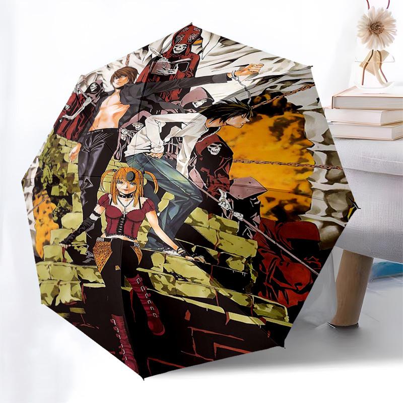 1pc Death Note: L Lawliet & Light Yagami Outdoor Umbrella - Automatic Opening/Closing, Portable 3-Fold Design, Iron Frame, Perfect Gift for Fans, Trav