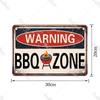 BBQ Party Metal Tin Plaque Retro Yard Garden Wall Decoration Signs Marked Barbecue Rules Slogan Plate Vintage Grill Poster