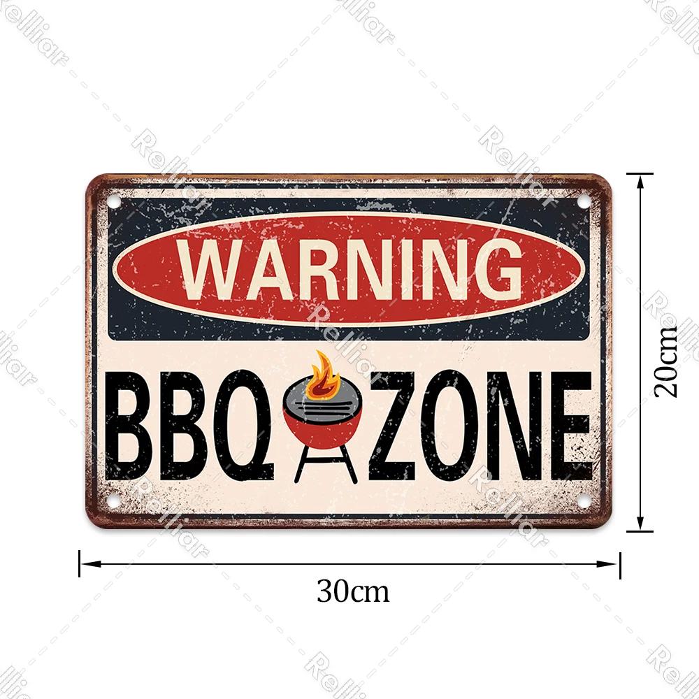 BBQ Party Metal Tin Plaque Retro Yard Garden Wall Decoration Signs Marked Barbecue Rules Slogan Plate Vintage Grill Poster