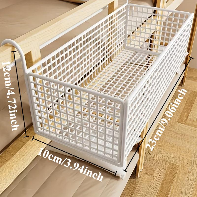 Contemporary Storage Rack, Multipurpose Plastic Organizer for Dormitory Beds, Space-Saving Design, Shelf Baskets