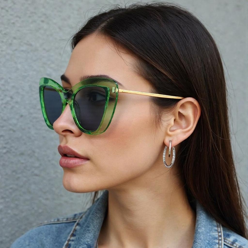 Sunglasses For Women Fashionable Cat Eye Shaped Golden Framed Glasses With High-End Design Showcasing Modern Style Sun Glasses