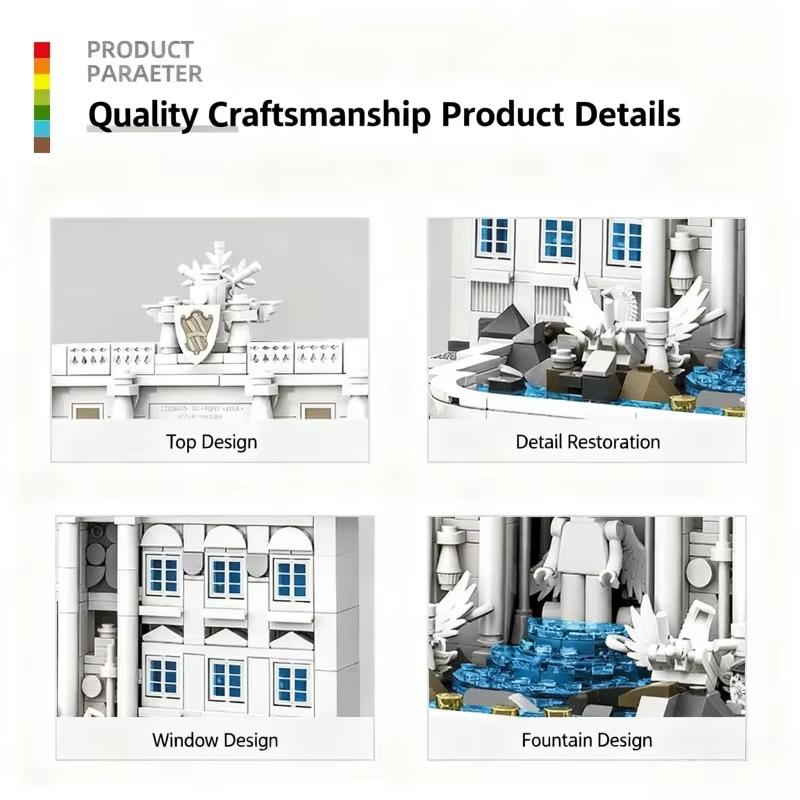High-Quality 650Pcs High-Quality Roman High-Quality Trevi High-Quality Fountain Construction Set High-Quality Building Kit-World High-Quality
