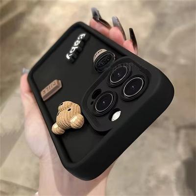 Husă din silicon cu desene animate ursuleț cu cafea 3D drăguță pentru Iphone 16 15 12 11 13 14 Pro Max 7 8 Plus X Xs Xr 15pro 14pro 15plus Husă moale mată