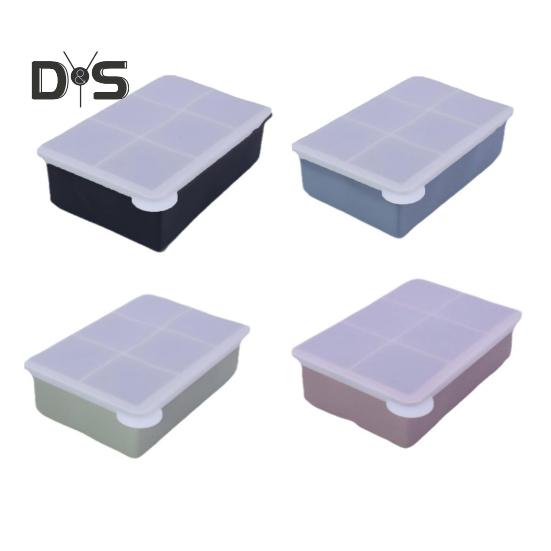 Large Square Ice Cube Tray with Lid Stackable Space Saving Ice Maker Easy Release Whiskey Cocktail Ice Cube Molds for Freezer Herbs