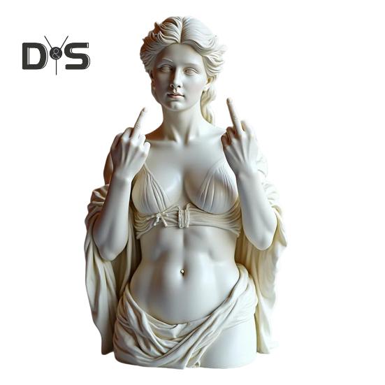 Middle Finger Women Bust Statue Women with Attitude Resin Sculpture Figurine Home Office Bookshelf Desktop Decoration Ornament