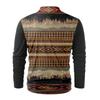 Men's Fashion Casual Printed Long Sleeve Bandage Retro Shirt Top Blouse