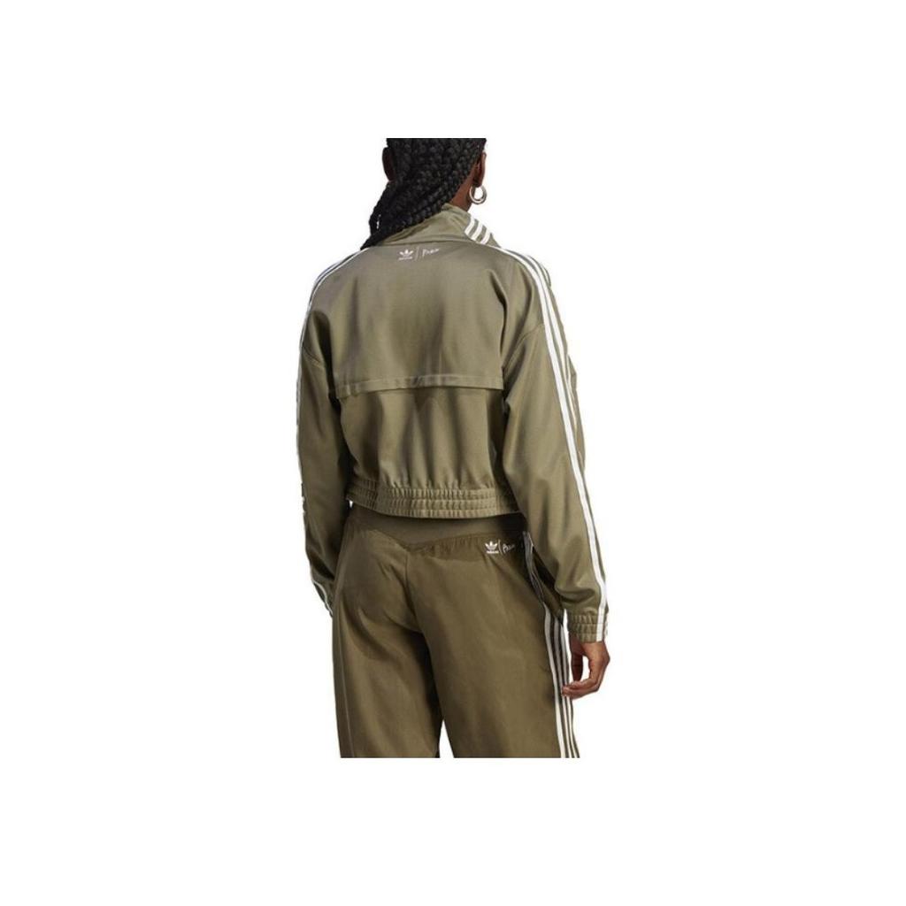 Adidas Originální dámská zateplená bunda s potiskem trojlístku a zipem Zelená IC5356