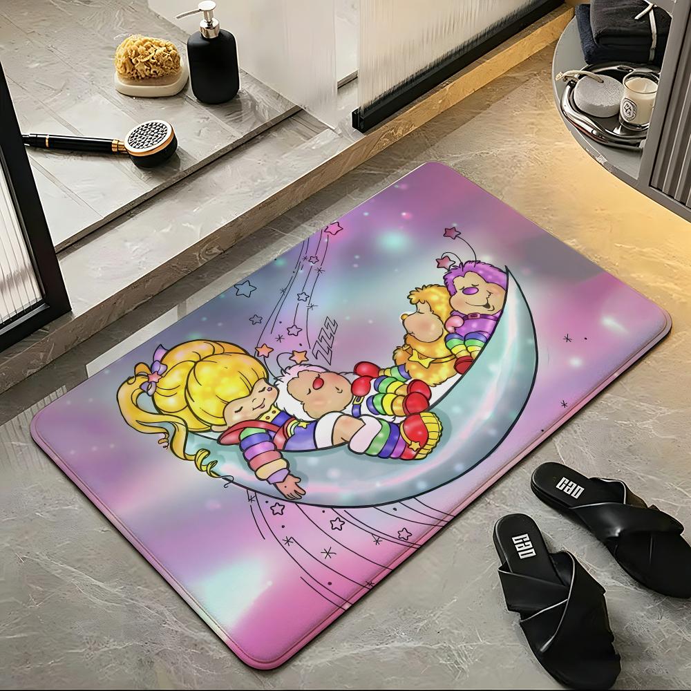Character R-Rainbow B-Brite Floor Mat Soft Flannel Floor Mat Suitable for Entryways, Living Rooms, Bedrooms, and Bathrooms