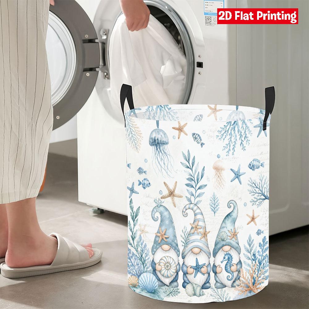 Collapsible Laundry Basket Large Round Waterproof Fabric Hamper Dirty Clothes Storage Bin Toy Organizer with Handles
