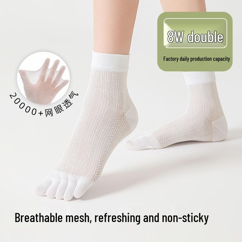 Women's Bamboo Five-Toe Socks - Breathable, Sweat-Absorbing, Antibacterial, Deodorizing, Long Split-Toe Socks for Spring & Summer