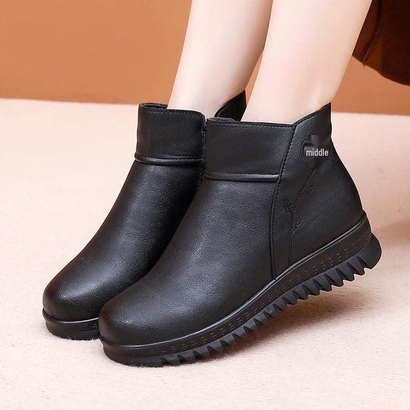 2026 Women s Velvet-Lined Warm Non-Slip Winter Boots for Middle-Aged & Elderly 39 чёрный