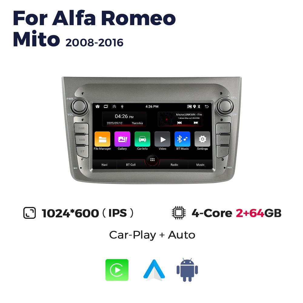 

Android 15 Car Radio Stereo for Alfa Romeo Mito 2008 2009 2011 2012 Carplay Auto Multimedia Player GPS Navigation FM Autoradio