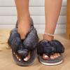 Thuispantoffels, comfortabele en warme open teen zachte pluche schoenen, effen kleur binnenpantoffels